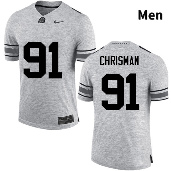 Ohio State Buckeyes Drue Chrisman Men's #91 Gray Game Stitched College Football Jersey